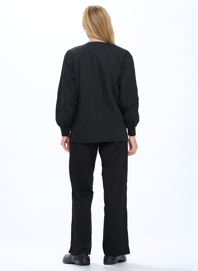 Natural Uniforms Warm Up Scrub Jacket-Black-Medium - Image 4